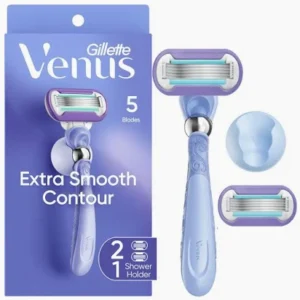 Gillette Venus Deluxe Smooth Swirl 5-Blade Razor with 2 Refills, 1 Pack