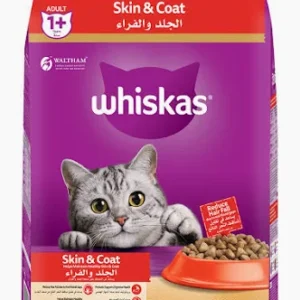Whiskas Skin & Coat Dry Food for +1 Years Adult Cat, 1.1kg